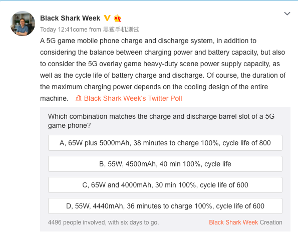 Флагман Black Shark 3 получит аккумулятор на 5000 мАч, заряжающийся за 38 минут