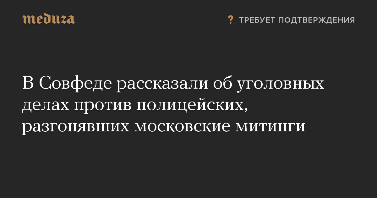 В Совфеде рассказали об уголовных делах против полицейских, разгонявших московские митинги