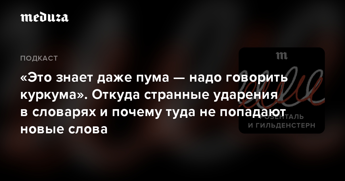 «Это знает даже пума — надо говорить куркума». Откуда странные ударения в словарях и почему туда не попадают новые слова