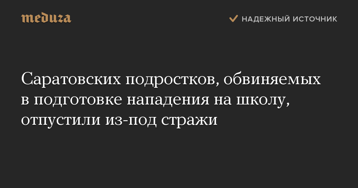 Саратовских подростков, обвиняемых в подготовке нападения на школу, отпустили из-под стражи