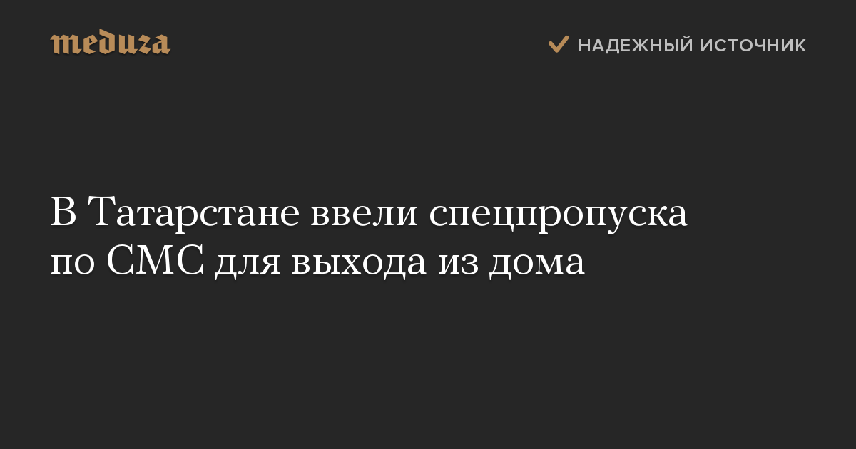 В Татарстане ввели спецпропуска по СМС для выхода из дома