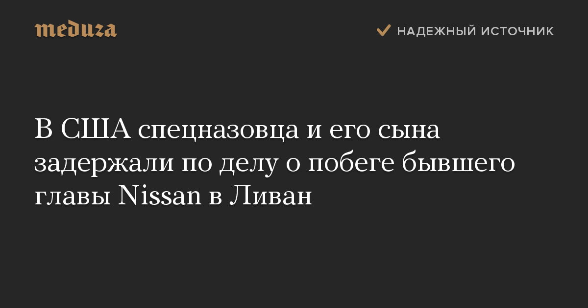 В США спецназовца и его сына задержали по делу о побеге бывшего главы Nissan в Ливан