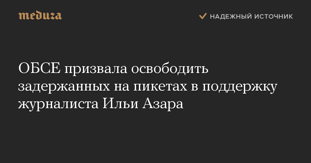 ОБСЕ призвала освободить задержанных на пикетах в поддержку журналиста Ильи Азара