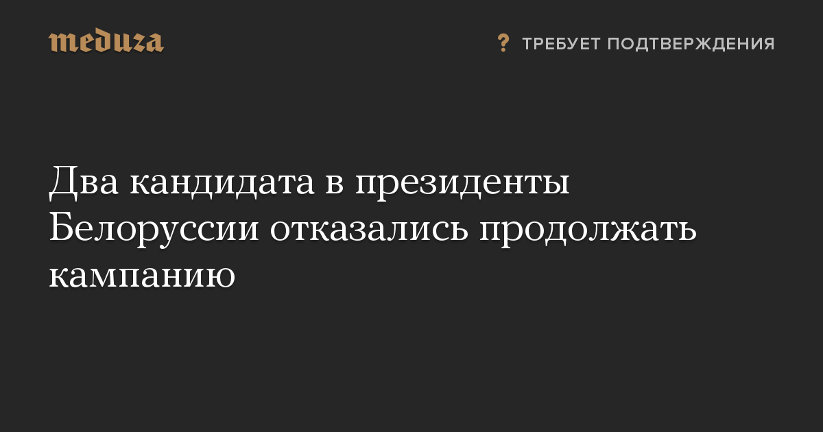 Два кандидата в президенты Белоруссии отказались продолжать кампанию