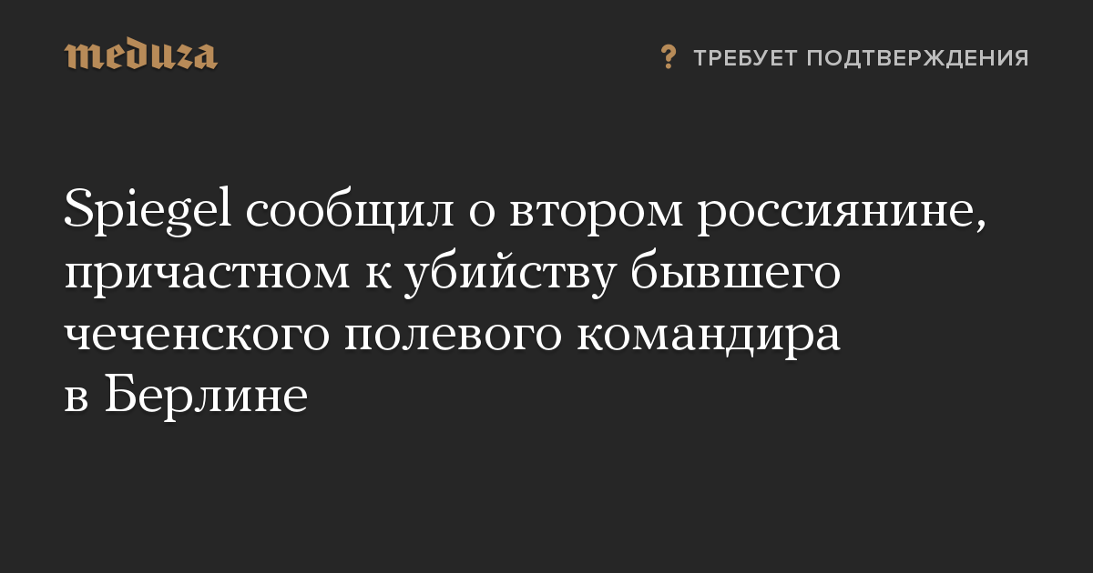 Spiegel сообщил о втором россиянине, причастном к убийству бывшего чеченского полевого командира в Берлине