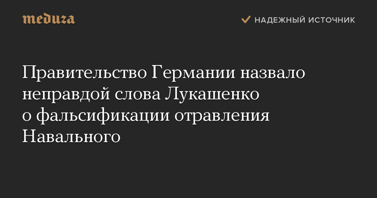 Правительство Германии назвало неправдой слова Лукашенко о фальсификации отравления Навального