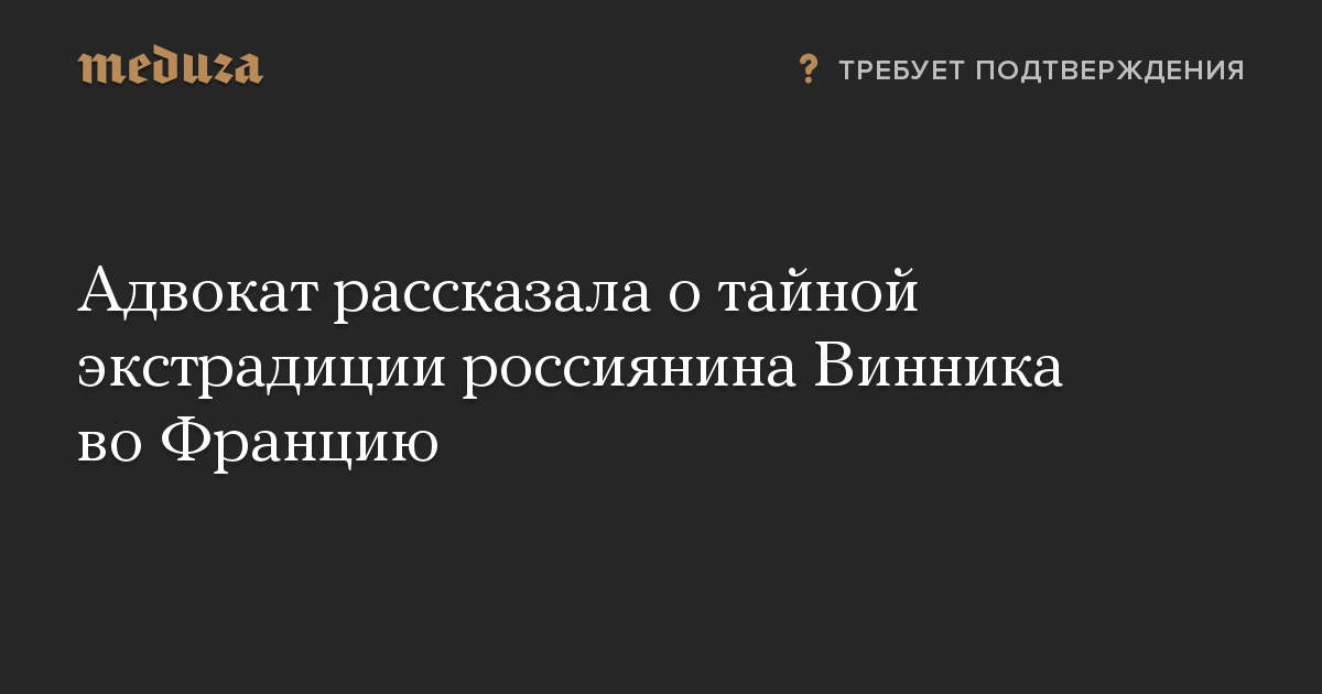 Адвокат рассказала о тайной экстрадиции россиянина Винника во Францию