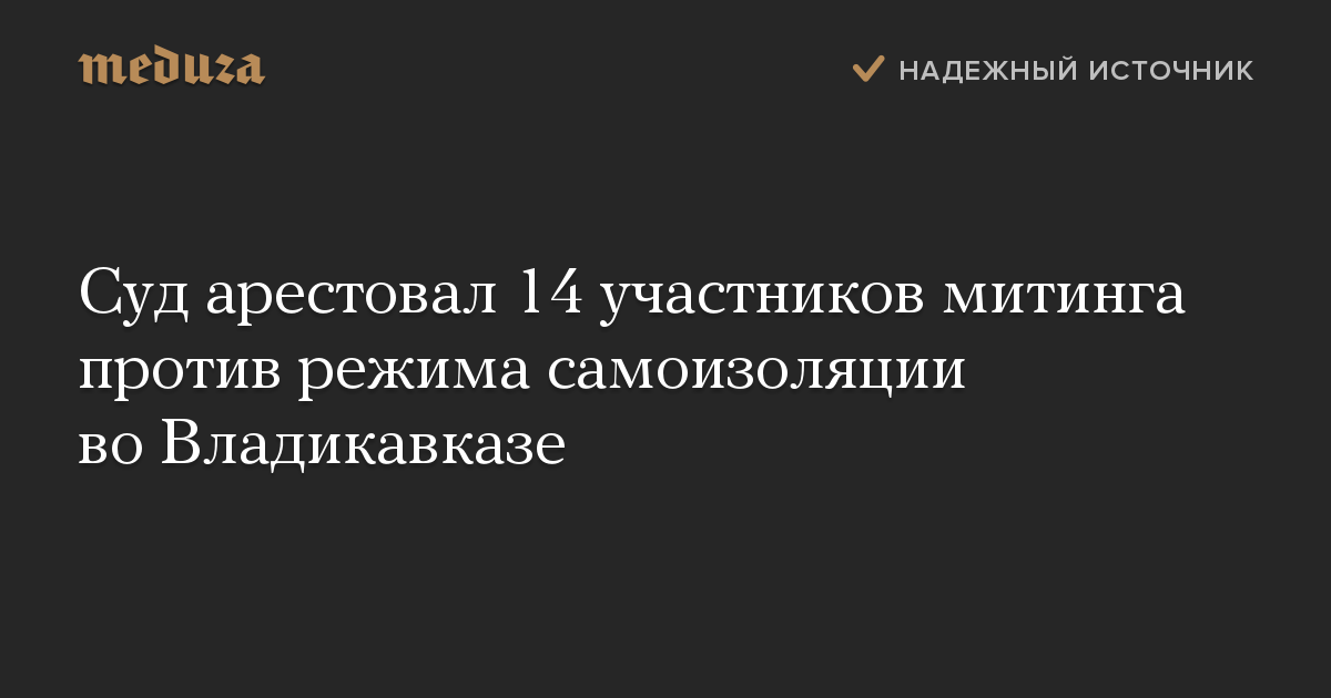 Суд арестовал 14 участников митинга против режима самоизоляции во Владикавказе