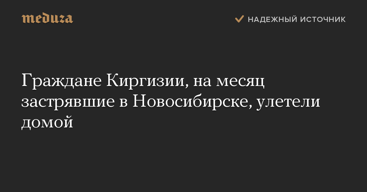 Граждане Киргизии, на месяц застрявшие в Новосибирске, улетели домой