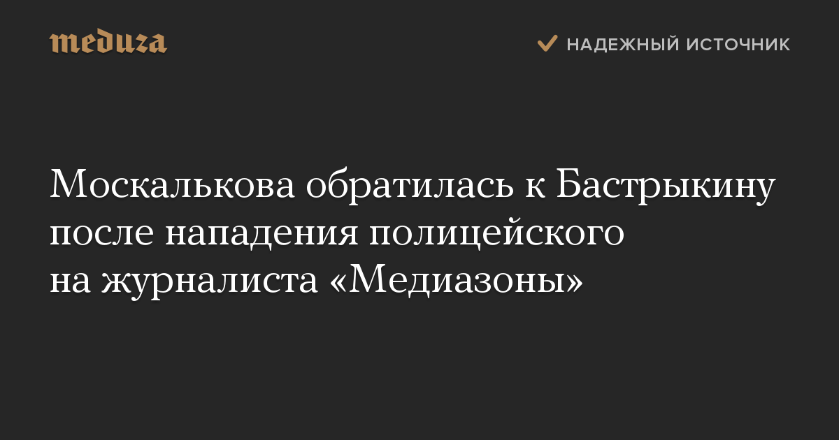 Москалькова обратилась к Бастрыкину после нападения полицейского на журналиста «Медиазоны»