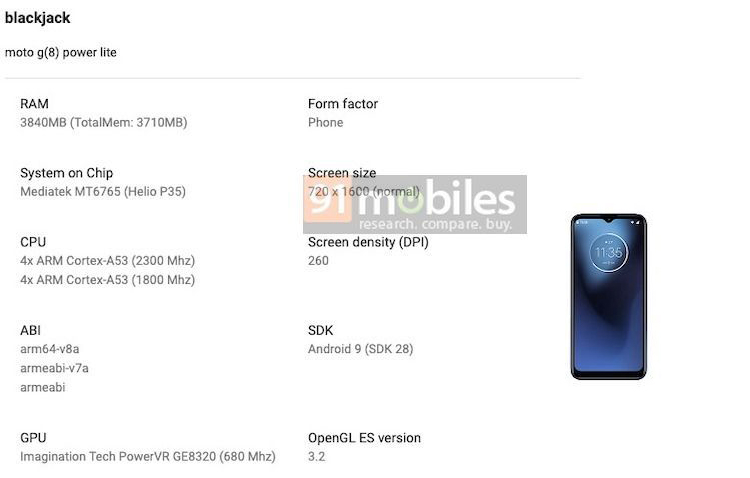 Раскрыто оснащение смартфона-середнячка Moto G8 Power Lite