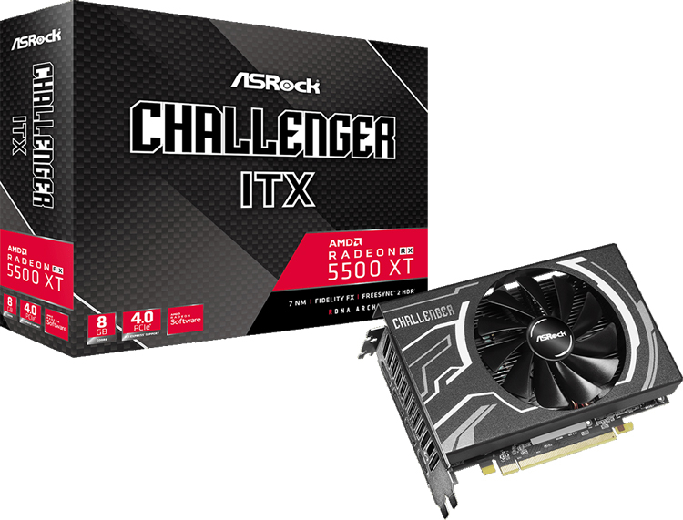 Длина видеокарты ASRock Radeon RX 5500 XT Challenger ITX 8G составляет 178 мм