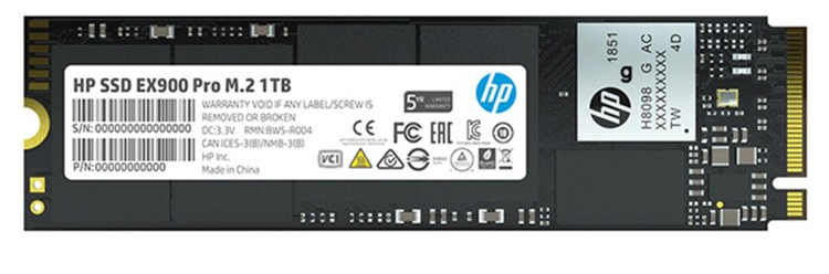 Ёмкость твердотельных накопителей HP EX900 Pro M.2 NVMe 1.3 достигает 1 Тбайт