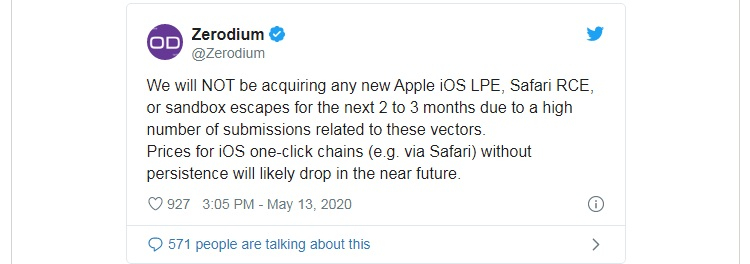 Zerodium сообщает об огромном количестве критических уязвимостей в Apple iOS