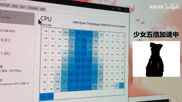 Видео: диспетчер задач Windows может показать мультфильм, но нужен Threadripper 3990X