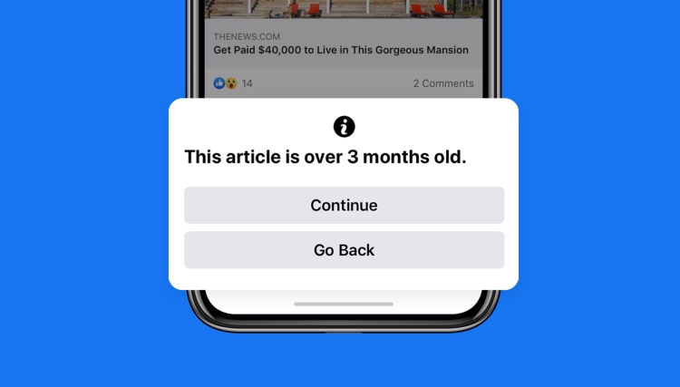 Facebook предупредит пользователей о старых новостях