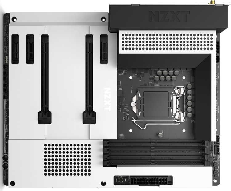 Чёрно-белая плата NZXT N7 Z490 рассчитана на процессоры Intel LGA 1200