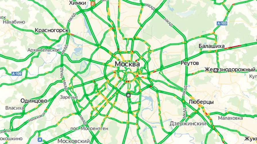 В первый день карантина в Москве пробки достигли 0 баллов