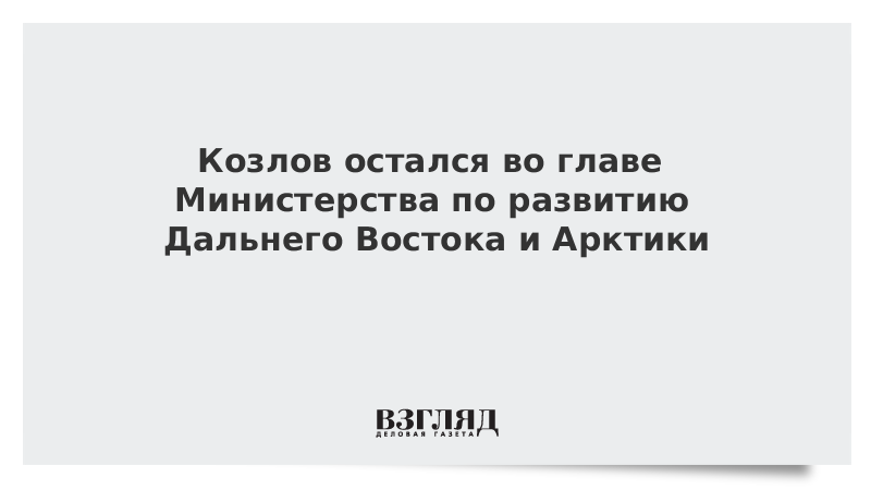 Козлов остался во главе Министерства по развитию Дальнего Востока и Арктики