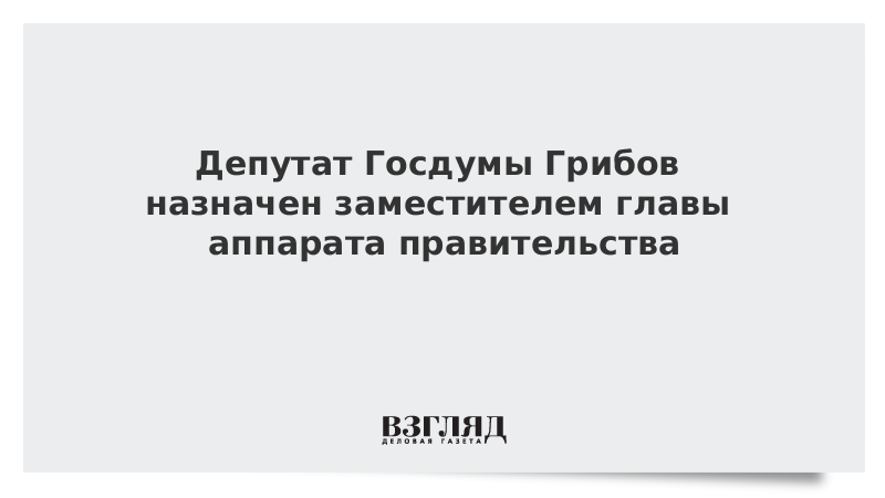 Депутат Госдумы Грибов назначен заместителем главы аппарата правительства