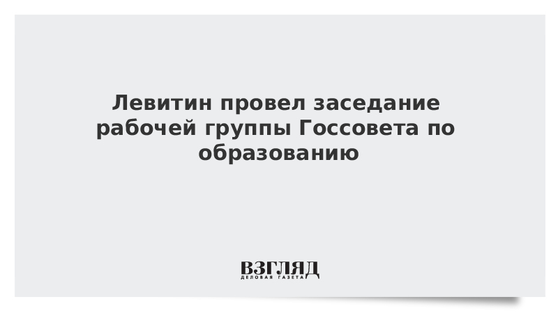 Левитин провел заседание рабочей группы Госсовета по образованию