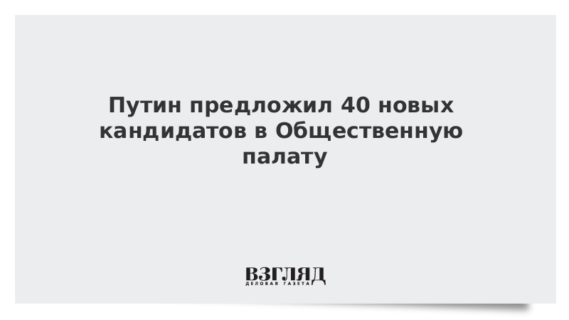 Путин предложил 40 новых кандидатов в Общественную палату