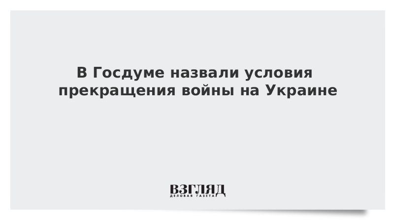 В Госдуме назвали условия прекращения войны на Украине