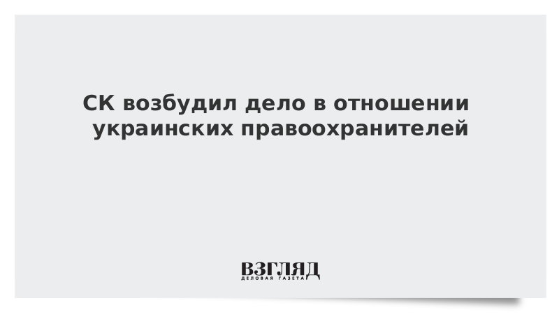 СК возбудил дело в отношении украинских правоохранителей