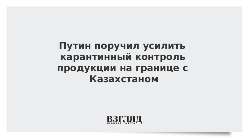 Путин поручил усилить карантинный контроль продукции на границе с Казахстаном