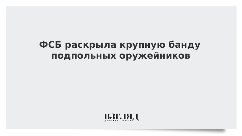 ФСБ раскрыла крупную банду подпольных оружейников