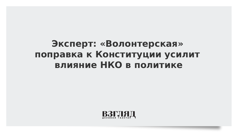 Эксперт: «Волонтерская» поправка к Конституции усилит влияние НКО в политике