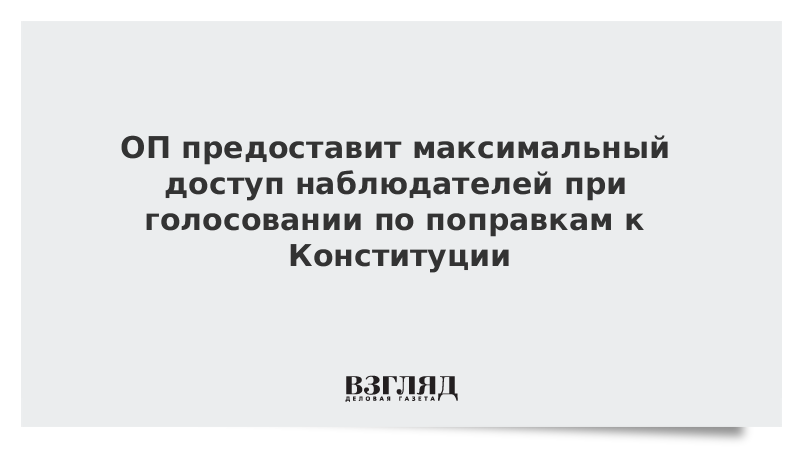 ОП предоставит максимальный доступ наблюдателей при голосовании по поправкам к Конституции