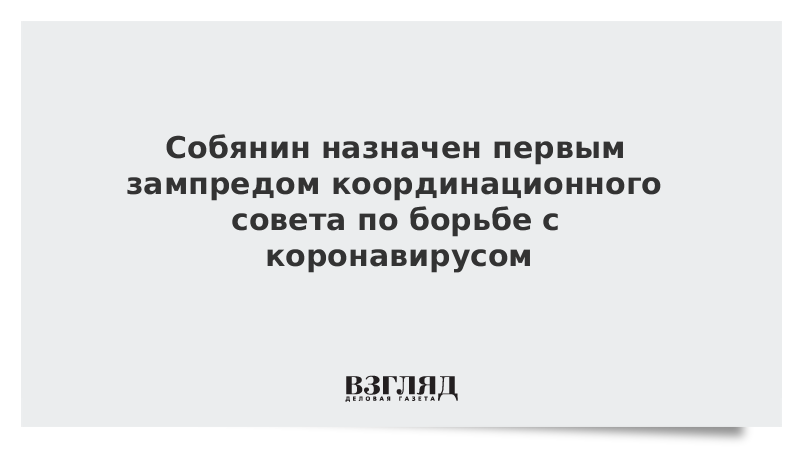 Собянин назначен первым зампредом координационного совета по борьбе с коронавирусом