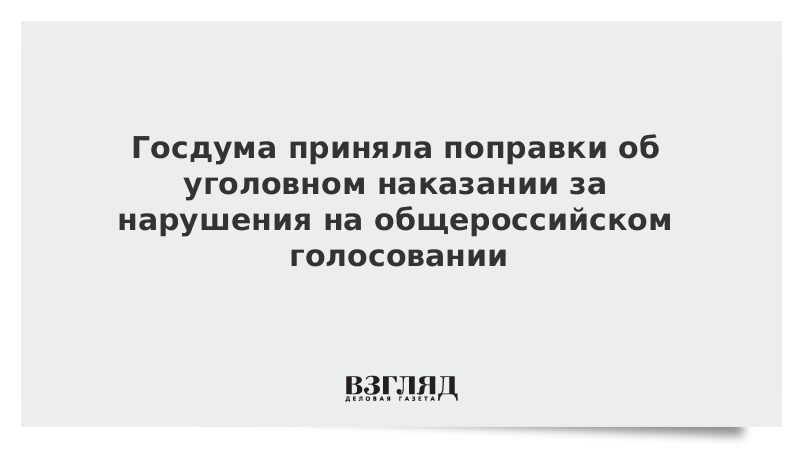 Госдума приняла поправки об уголовном наказании за нарушения на общероссийском голосовании