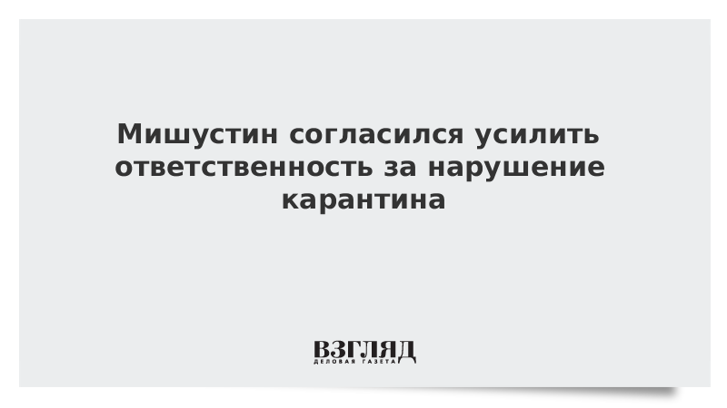 Мишустин согласился усилить ответственность за нарушение карантина