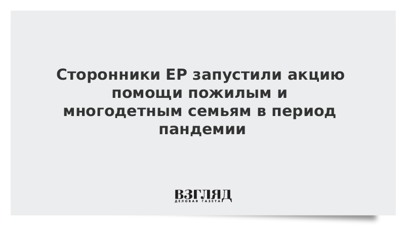 Сторонники ЕР запустили акцию помощи пожилым и многодетным семьям в период пандемии