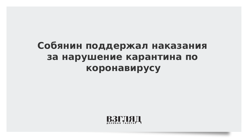 Собянин поддержал наказания за нарушение карантина по коронавирусу