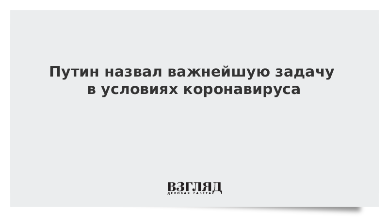 Путин назвал важнейшую задачу в условиях коронавируса