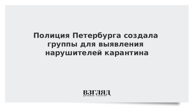 Полиция Петербурга создала группы для выявления нарушителей карантина