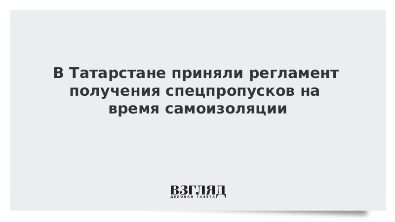 В Татарстане приняли регламент получения спецпропусков на время самоизоляции