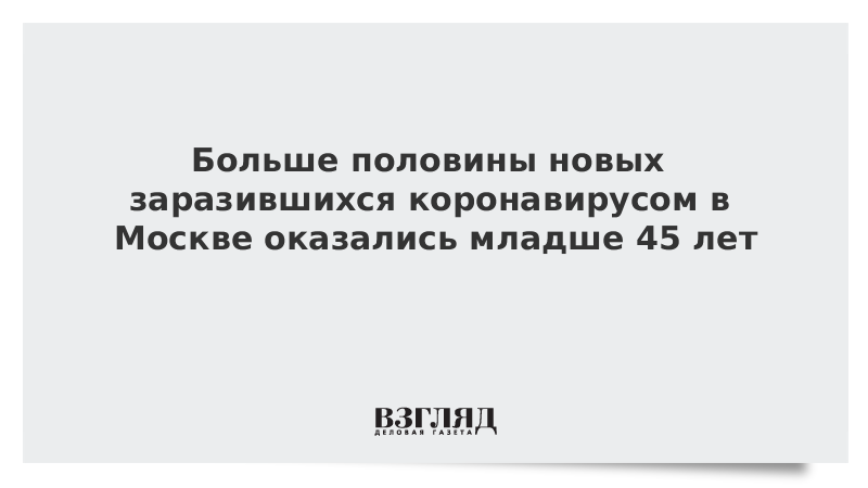 Больше половины новых заразившихся коронавирусом в Москве оказались младше 45 лет