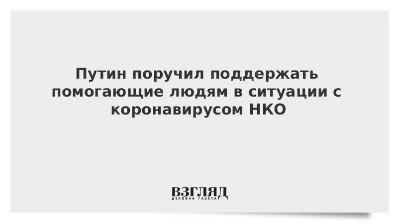 Путин поручил поддержать помогающие людям в ситуации с коронавирусом НКО