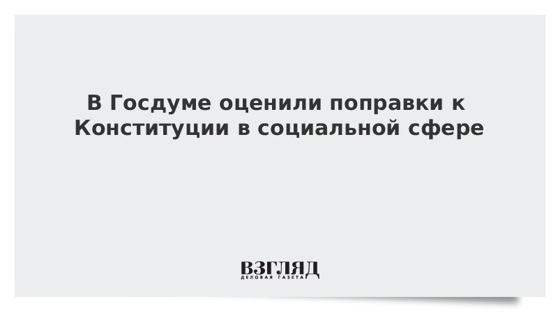 В Госдуме оценили поправки к Конституции в социальной сфере