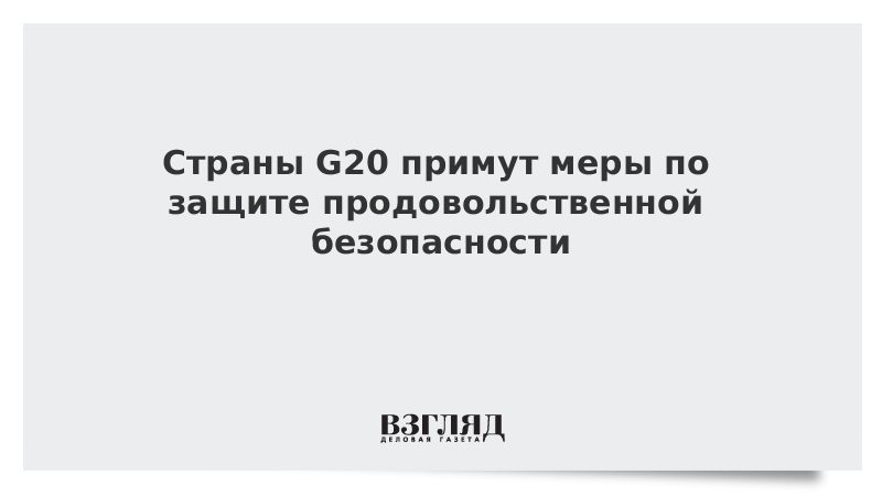 Страны G20 примут меры по защите продовольственной безопасности