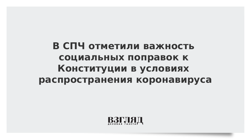 В СПЧ отметили важность социальных поправок к Конституции в условиях распространения коронавируса