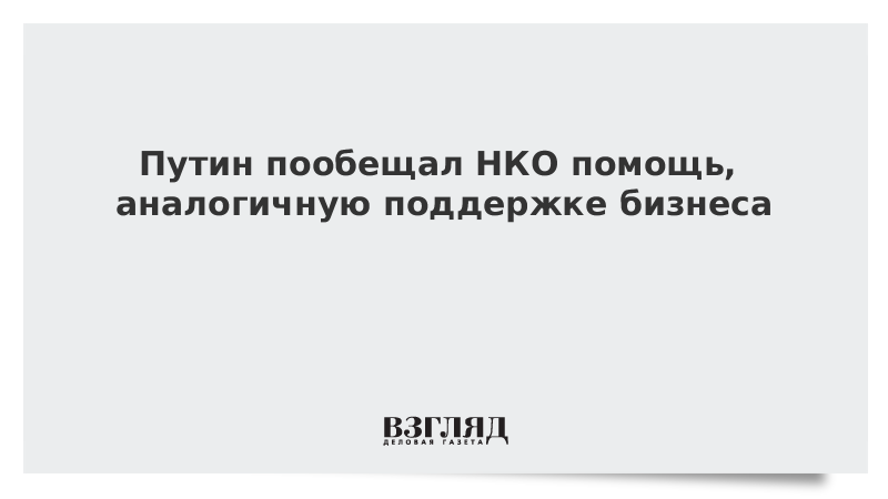 Путин пообещал НКО помощь, аналогичную поддержке бизнеса