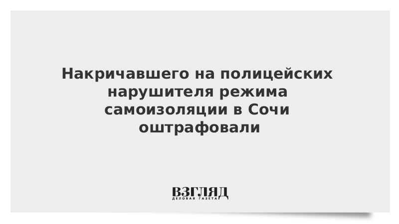 Накричавшего на полицейских нарушителя режима самоизоляции в Сочи оштрафовали