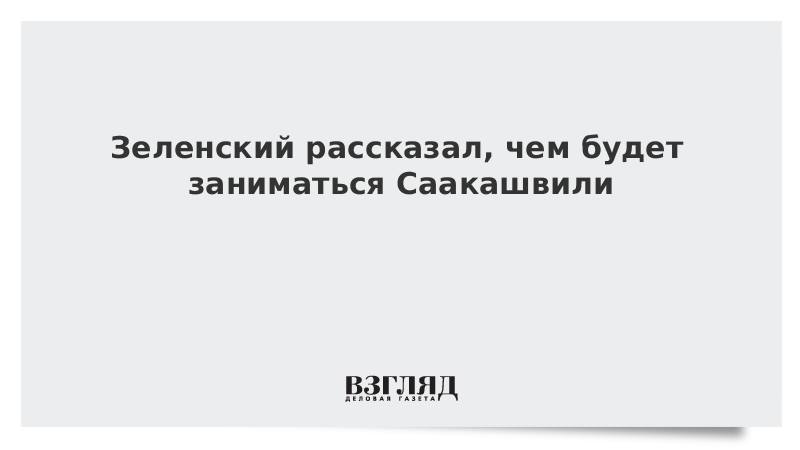 Зеленский рассказал, чем будет заниматься Саакашвили