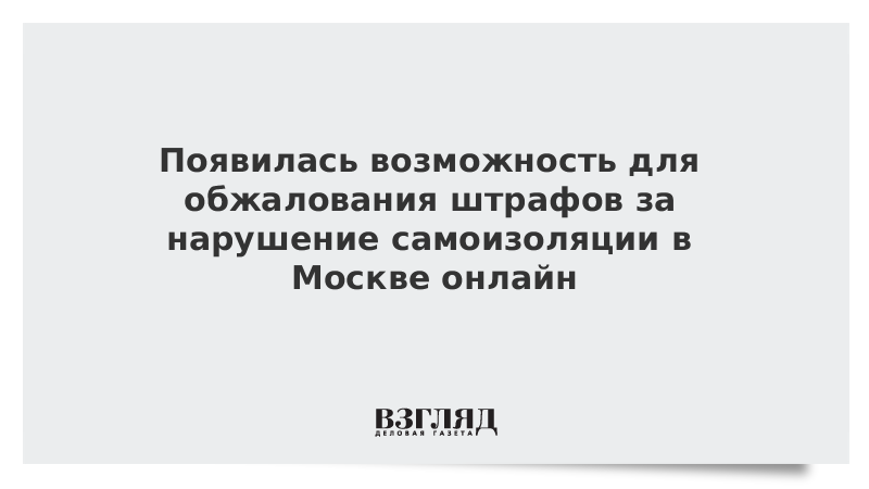 Появилась возможность обжаловать штрафы за нарушение самоизоляции в Москве онлайн