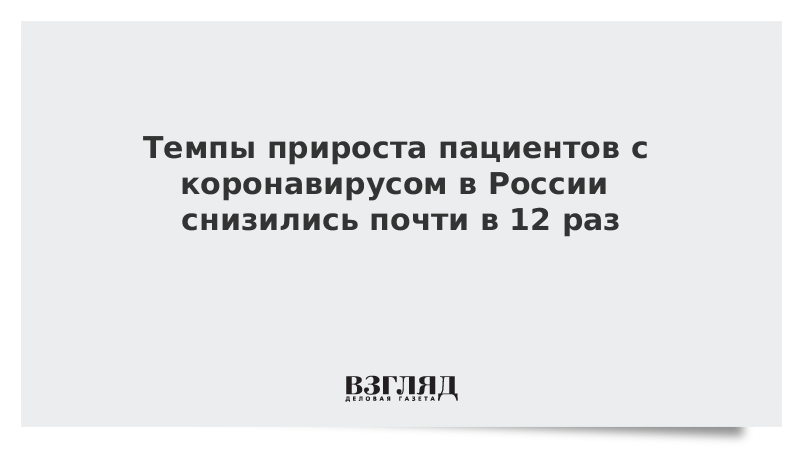 Темпы прироста пациентов с коронавирусом в России снизились почти в 12 раз